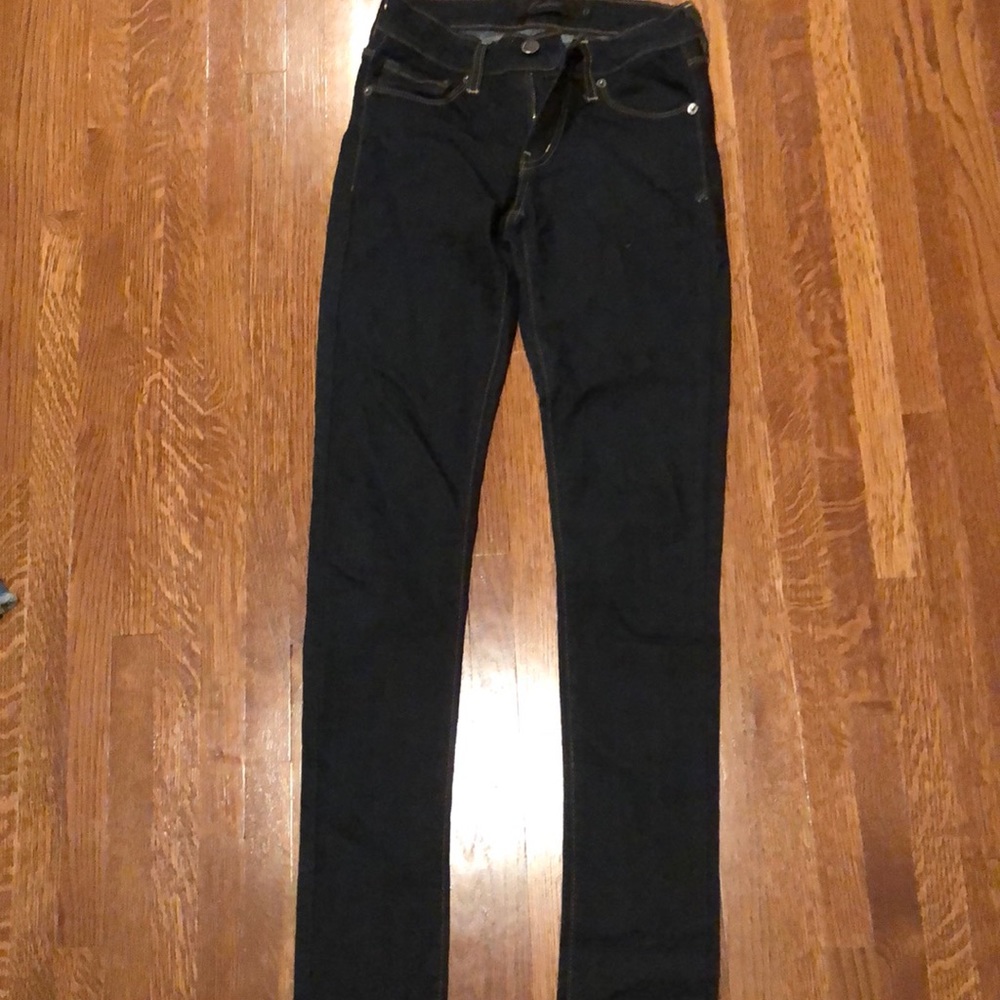 Low rise dark denim jeans